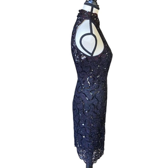 Lillie Rubin Vintage Black Lace Halter Dress Size 6 Black Sequins Cocktail Dance - Picture 9 of 16